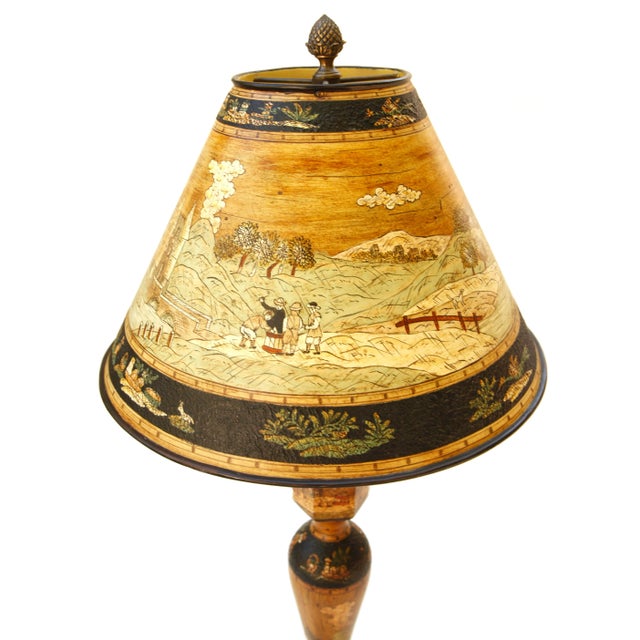 Brown Late 20th Century Folk Art Painted Metal Lamp For Sale - Image 8 of 9