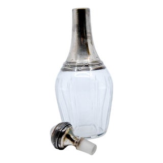 Glass Bottle with Silver-Coated Neck and Cap For Sale
