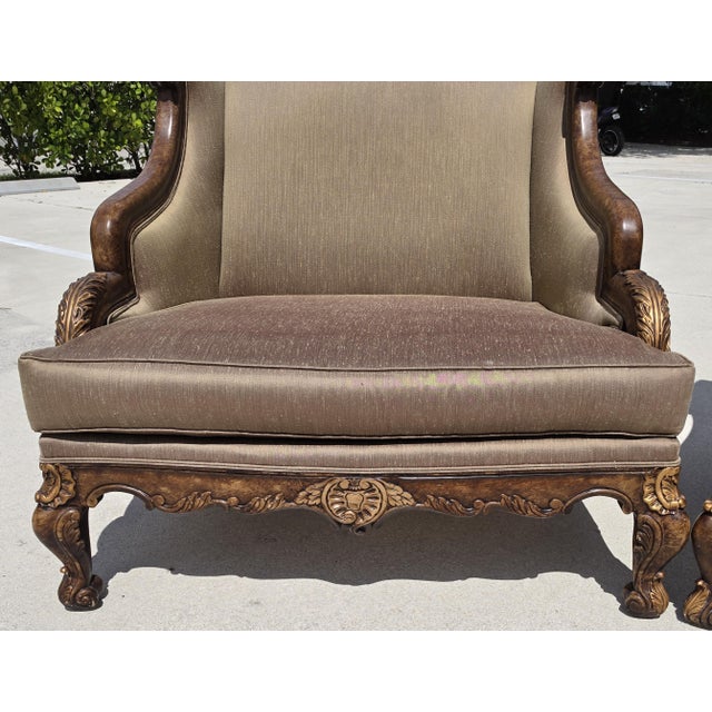 Marge Carson Style French Louis XV Ornate Caved Settees Loveseats Pair For Sale - Image 10 of 18