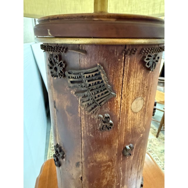 Mid 20th Century Mid 20th Century Mabro Lamp Company Carved Flower Table Lamp, Large For Sale - Image 5 of 12