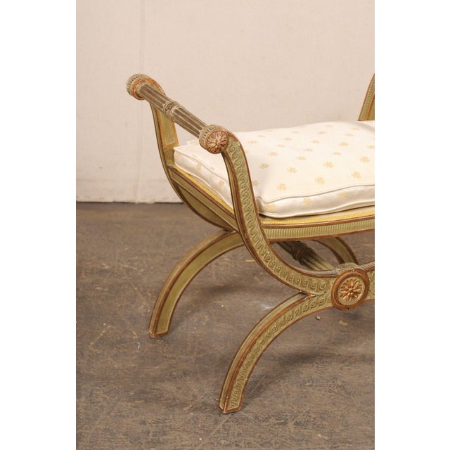 Mid 20th Century Italian Carved-Wood Curule Stool W/Cushion For Sale - Image 13 of 13