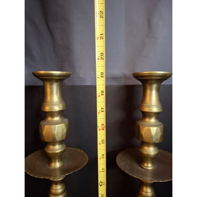 Curator's Note: These towering, 19-inch candlesticks carry the gravitas of their original purpose as communal Shabbat...