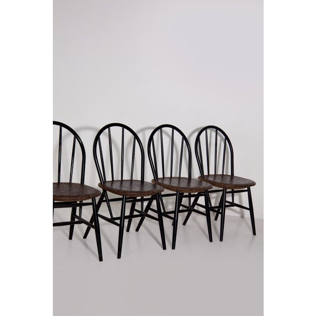 Wood and Cork Chairs, 1970, Set of 6 For Sale - Image 10 of 14