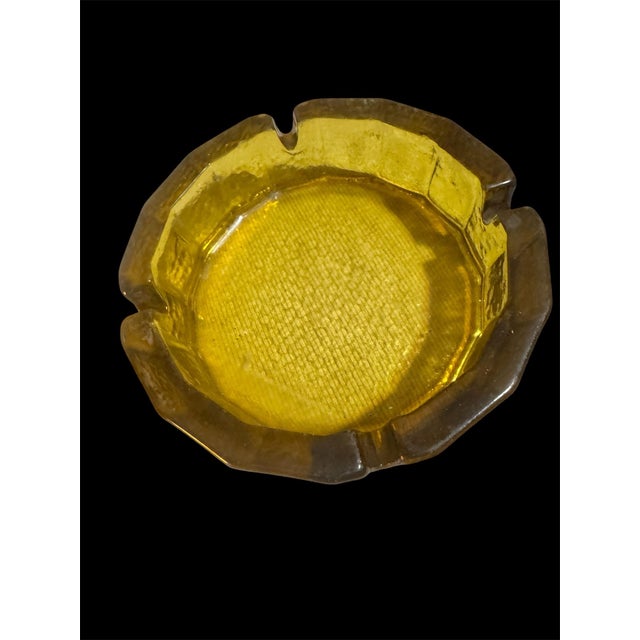 Mid-Century Modern MCM Blenko Glass Co. Heavy Honey Ashtray Catchall Cigars Cigarettes Collectible For Sale - Image 3 of 6