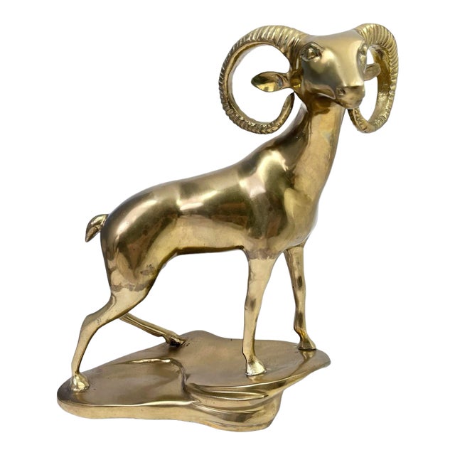 1970s Vintage Brass Ram on Base For Sale