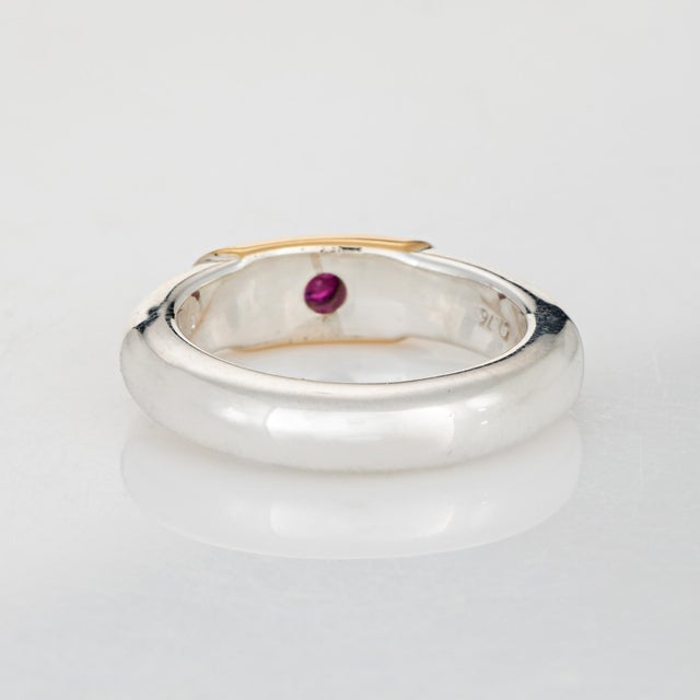 1970s 70s Ilias Lalaounis Ring Ruby Stacking Band Sterling Silver 18k Gold Signed, Size 5 For Sale - Image 5 of 7