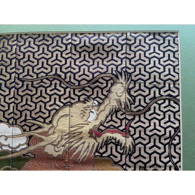 19th Century Framed Japanese Woven Textile Panel with Dragon Meiji Period For Sale - Image 5 of 14