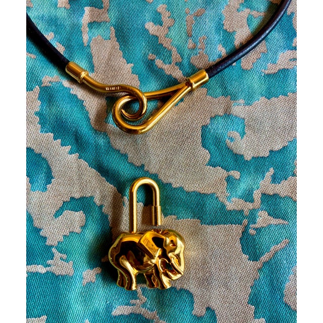 Contemporary 1990s Hermes Gold Plated Elephant Cadenza With Hermes Necklace For Sale - Image 3 of 9