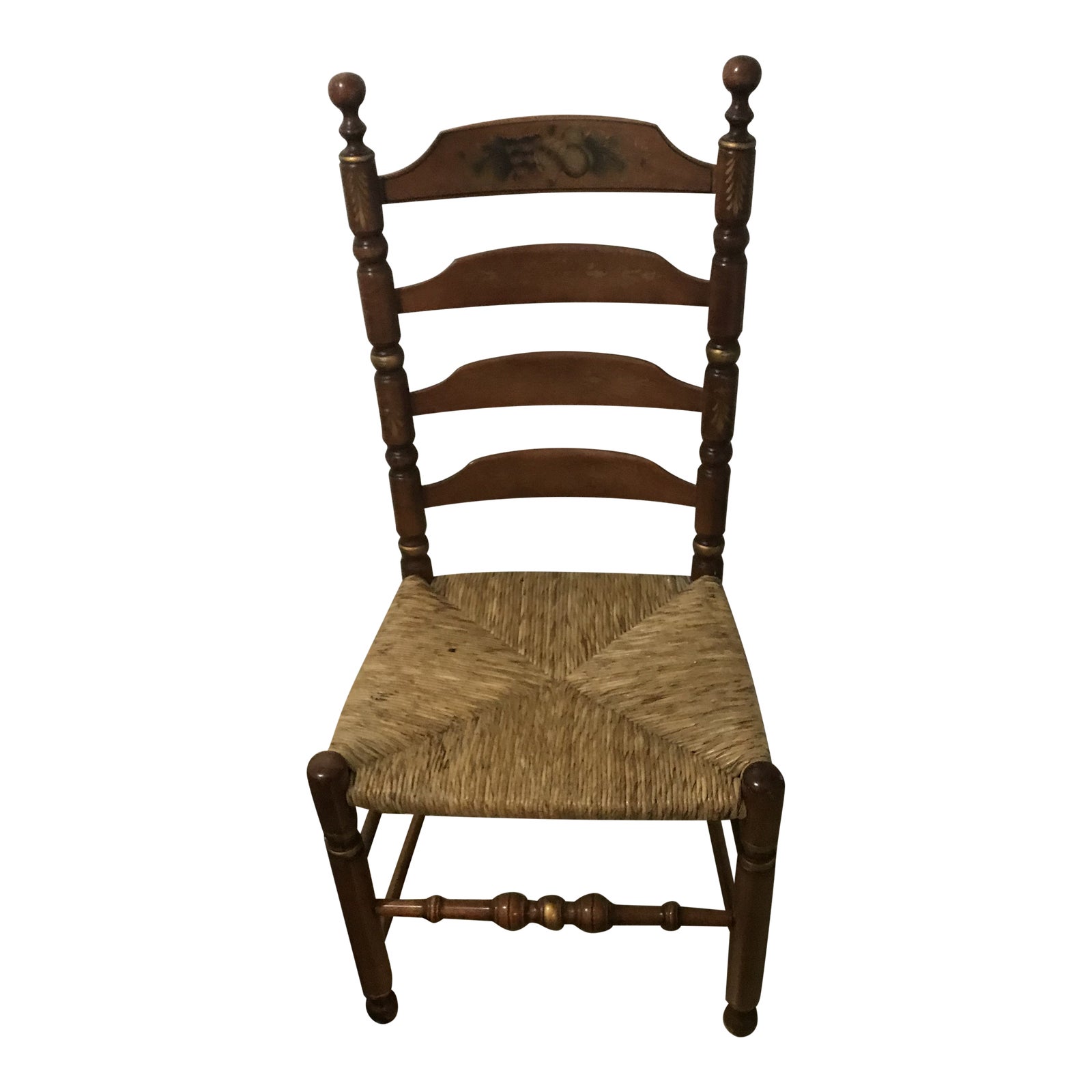 L. Hitchcock Ladder Back Harvest Rush Side Chair Chairish