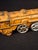 Orange Antique Kilgore Cast Iron Train Set Orange Locomotive Coal Tender Passenger Car For Sale - Image 8 of 18