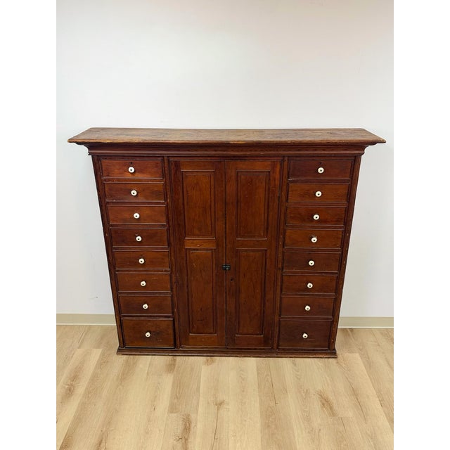 Rare Antique Apothecary Cabinet 16 Drawer Two Door Large Wood Storage For Sale In Tampa - Image 6 of 12