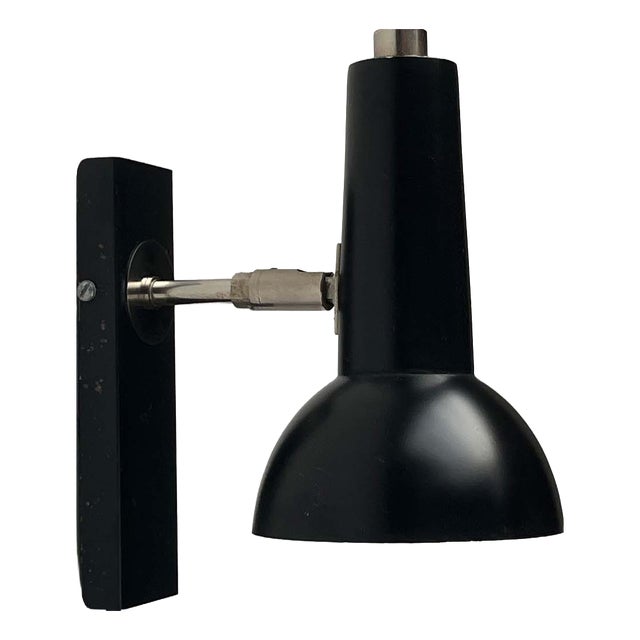 Mid-Century Modern German Black Minimalist Wall Lamp from Hustadt, 1960s For Sale