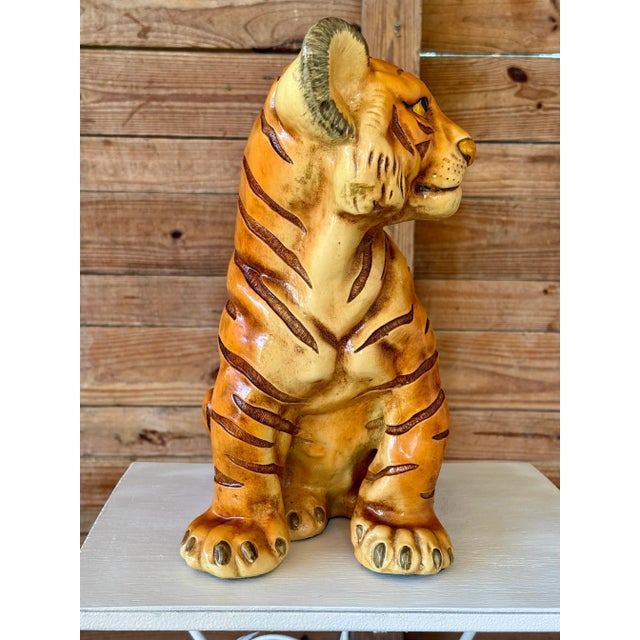 Burnt Orange Mid-20th Century Marwal Cast Resin Tiger Cub Sculpture For Sale - Image 8 of 10