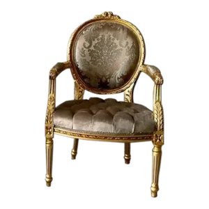 French Rococo Style Damask Velvet Chair