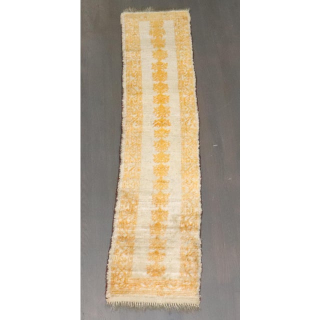 Early 20th Century Rare size angora Oushak runner in ivory and gold. 1'3'' x 5'6''