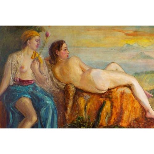 Antonio Feltrinelli, Nude Models, 1930s, Oil Painting on Canvas For Sale - Image 3 of 4