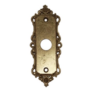 Mid 20th Century Brass Door 4.375 In. Back Plate With Ornate Edges For Sale