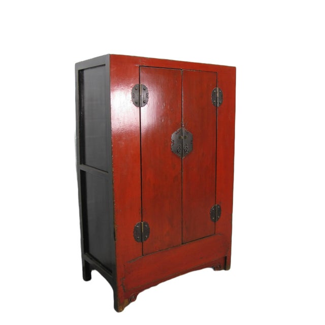 Red Chinese Antique Cabinet For Sale - Image 4 of 13