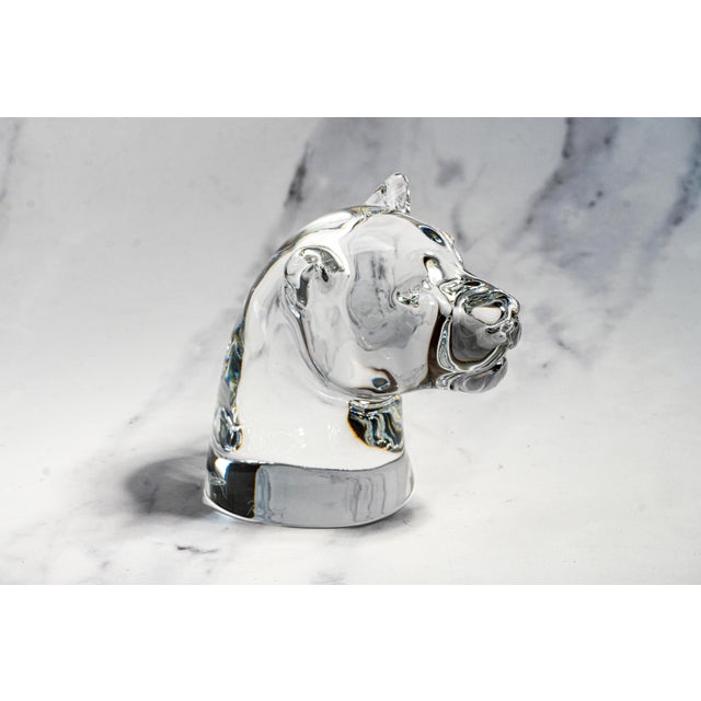 Glass Solid French Crystal Animal Bust Vintage Baccarat Crystal Panther Head Sculpture Art Luxury Home Decor For Sale - Image 7 of 15