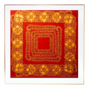 Framed Chanel Silk Scarf 1980s - Orange Gold Frame
