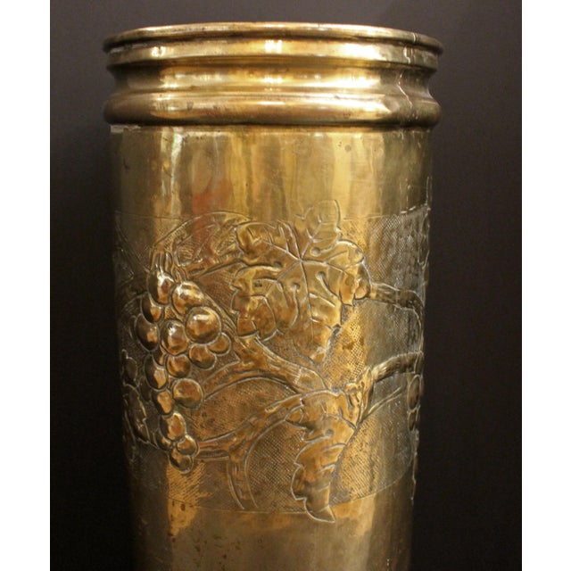 Late 19th Century Circa 1890s Large Repousse Brass Parrot Motif Umbrella Stand For Sale - Image 5 of 6
