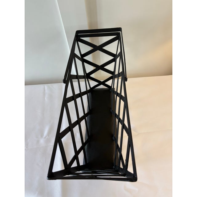 1970s Mid Century Modern Metal Magazine Rack / Log Holder For Sale - Image 9 of 12