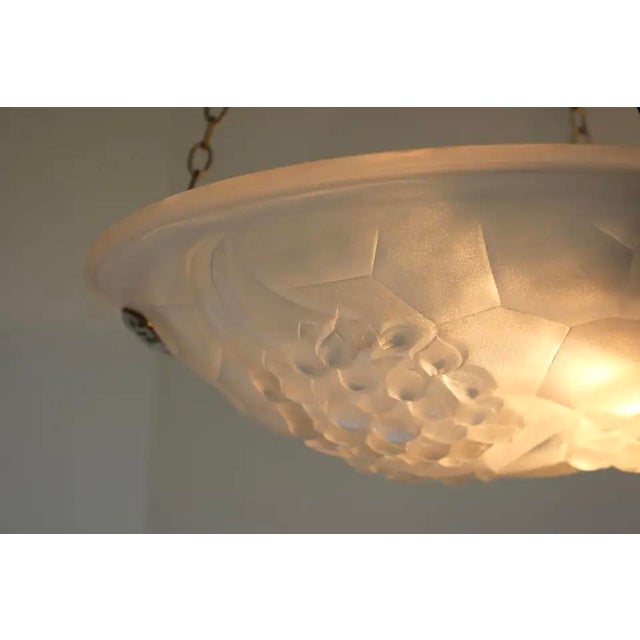 Gorgeous & timeless! This French Art Deco pendant by David Gueron Degue 1925 Marvelous white frosted glass shade with...