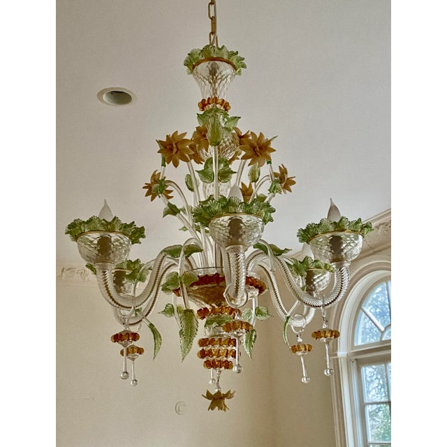 Italian 1940s Hand Blown Murano Glass Chandelier For Sale - Image 3 of 11