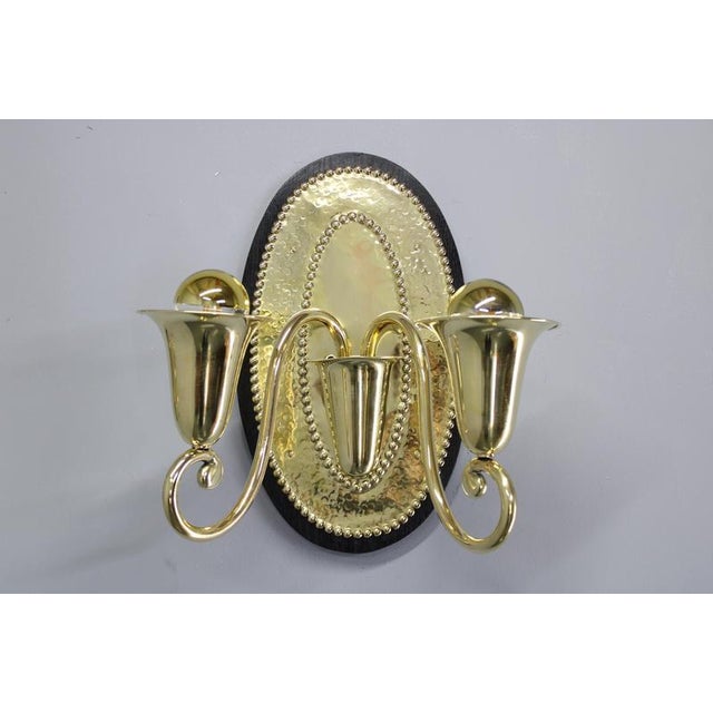 Art Nouveau Brass Wall Sconces in the style of Hoffmann, 1920s, Set of 2 For Sale - Image 3 of 16
