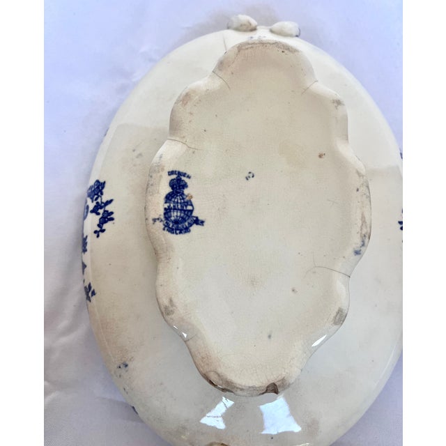 19th Century J. & G. Meakin Dresden Blue & White Ironstone Tureen For Sale - Image 15 of 17
