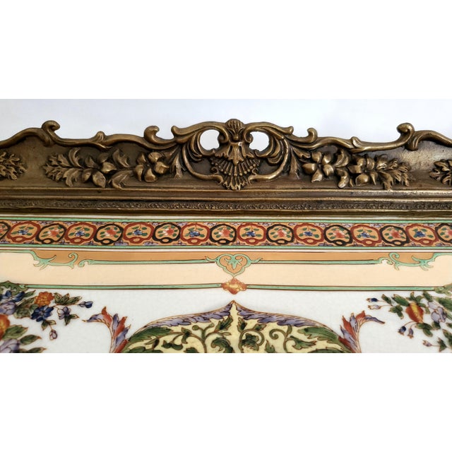 1970s Tray Porcelain Brass Ormolu For Sale - Image 5 of 12
