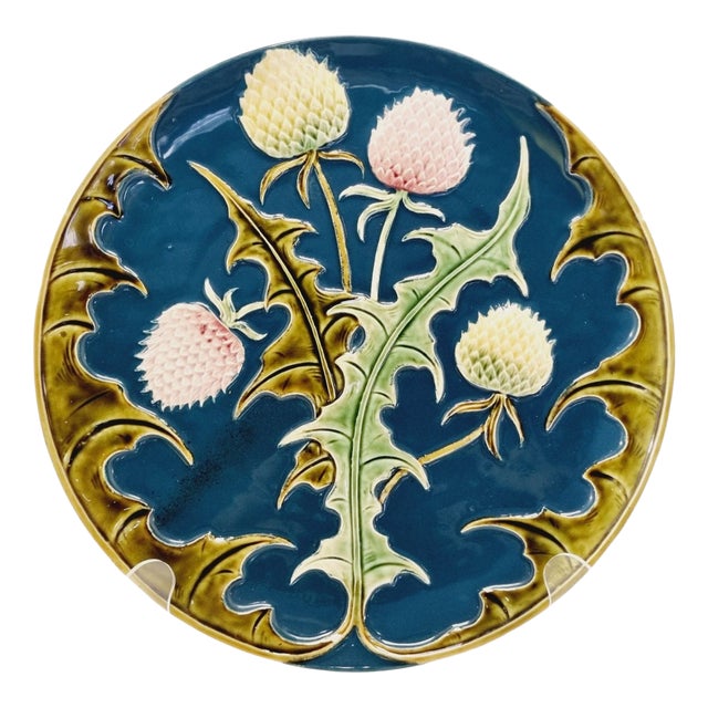 Art Nouveau Majolica Wall Plate, 1890s For Sale