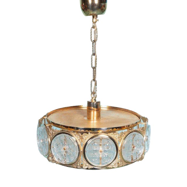 Vintage Swedish Glass Hanging Lamp, 1960s For Sale