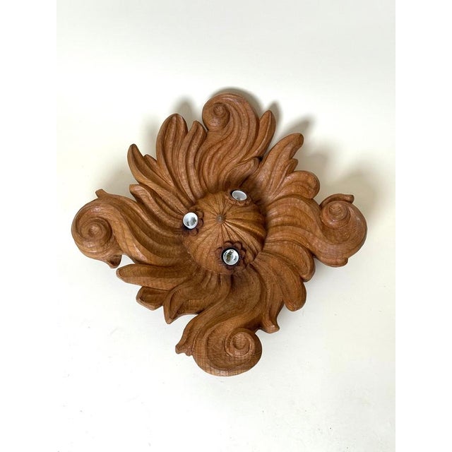 Baroque Carved Wood Ceiling or Wall Light, Tyrol, 1950s For Sale - Image 11 of 12