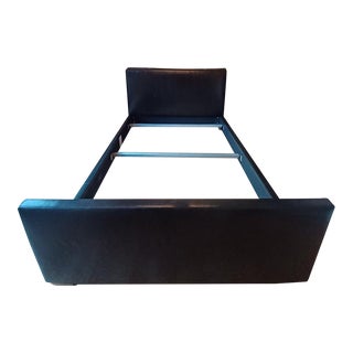 Ralph Lauren / Henredon Black Leather Bed (Queen), Modern Style For Sale