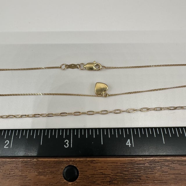 Two Layer Heart Necklace 10kt Yellow Gold Paperclip Chain New For Sale In New York - Image 6 of 6