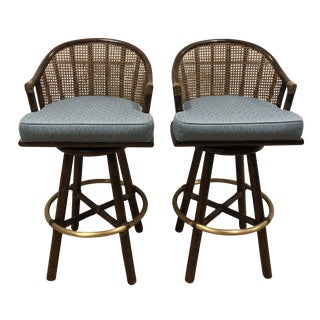 1970s Vintage McGuire Mid-Century Swivel Barstools- A Pair For Sale