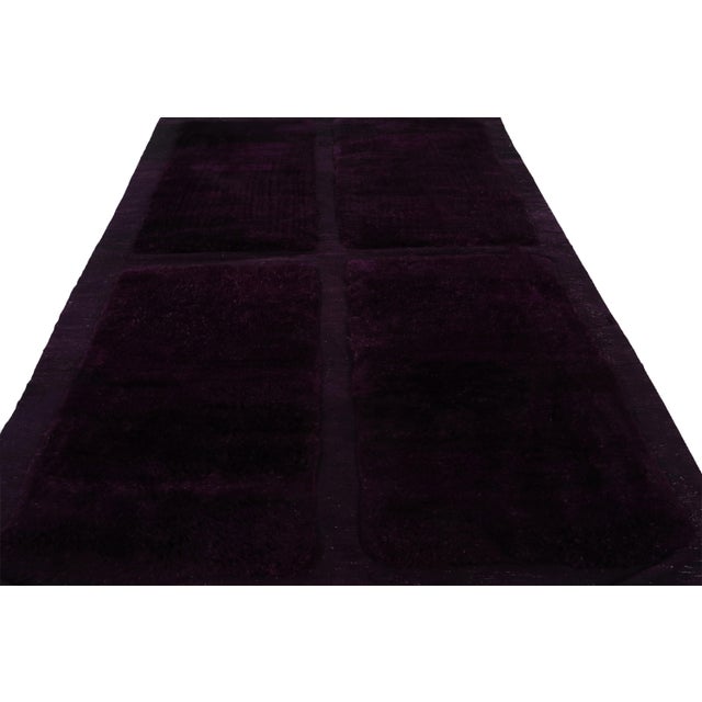 Tribal Rug & Kilim’s Moroccan Rug With Purple Geometric Pattern in a High-Low Texture For Sale - Image 3 of 8