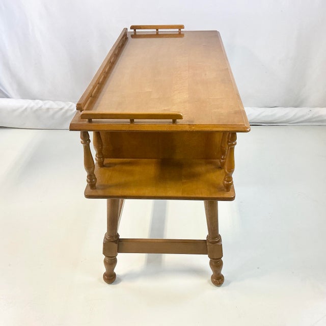 1950s Mid-Century Boho Chic Arts & Crafts Americana Nutmeg Maple Desk For Sale - Image 11 of 13