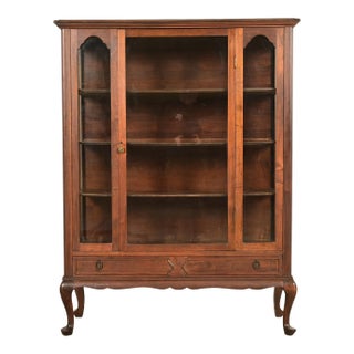 Berkey & Gay Style Antique Queen Anne Carved Mahogany Bookcase or Bar Cabinet, Circa 1920s For Sale