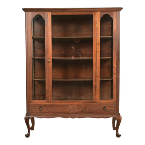 Berkey & Gay Style Antique Queen Anne Carved Mahogany Bookcase or Bar Cabinet, Circa 1920s