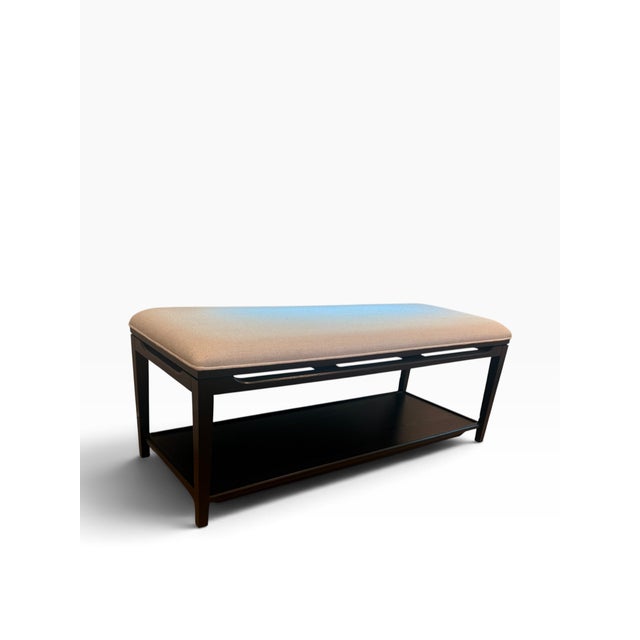 Arhaus Upholstered Wood Bench With Lower Shelf – 48” For Sale In Boston - Image 6 of 12