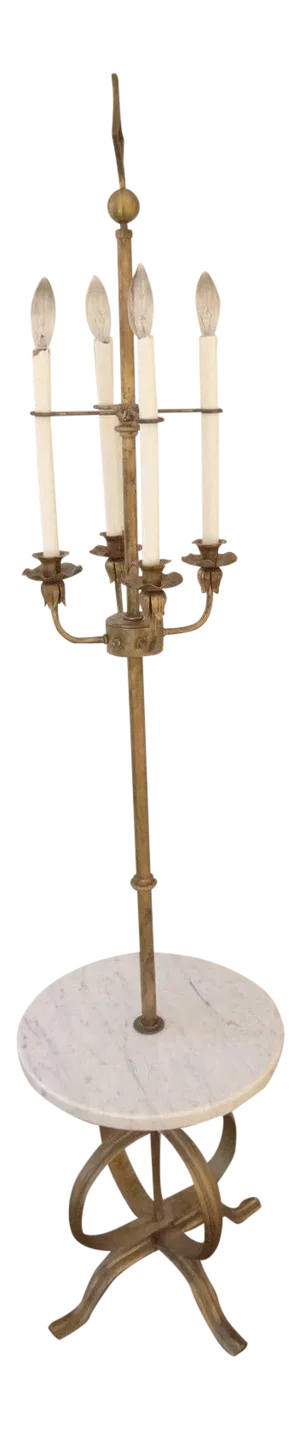 1980s French Parzinger Marble Top Floor Lamp