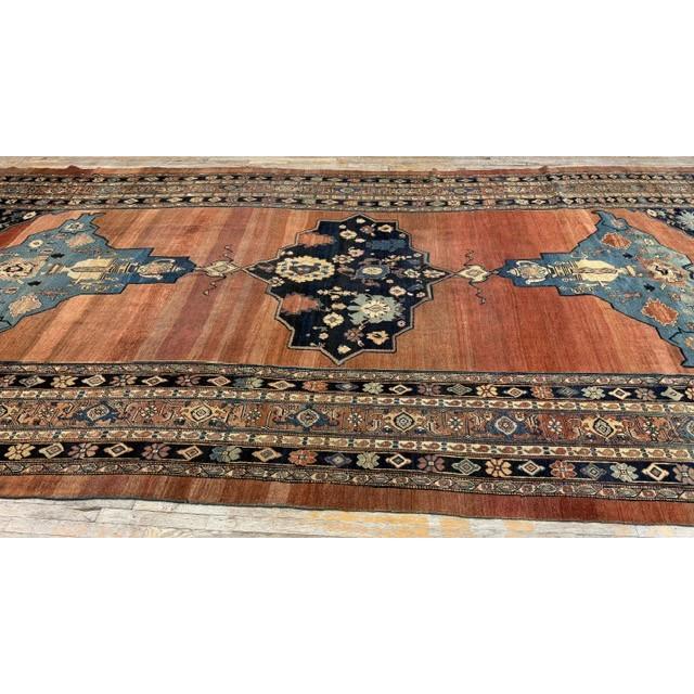 Persian 1860s Red Field Gallery Medallion Tortises Knotted Wool Antique Bijar Rug For Sale - Image 3 of 9