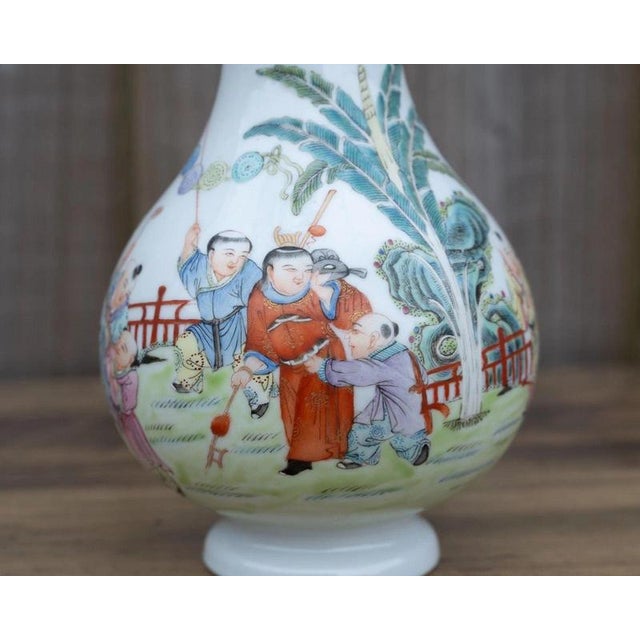Ceramic Chinese Famille Rose Figural Porcelain Vase, 1950s For Sale - Image 7 of 18