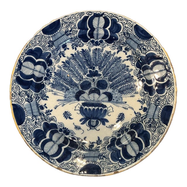 Delft “Peacock” Plate, Circa 1750’s For Sale