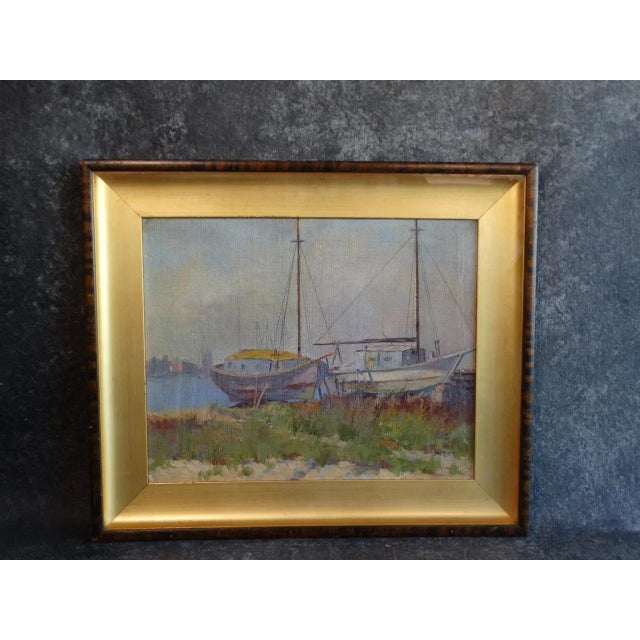 San Francisco Harbor Oil Painting on Board For Sale In Los Angeles - Image 6 of 6