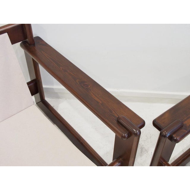 Set of Midcentury Brazilian Walnut and Canvas Armchairs, 1960s For Sale - Image 12 of 18