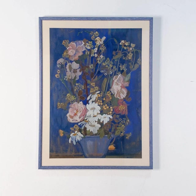 Paper Vintage Large and Colorful Still Life Gouache Painting, Circa 1960 For Sale - Image 7 of 7