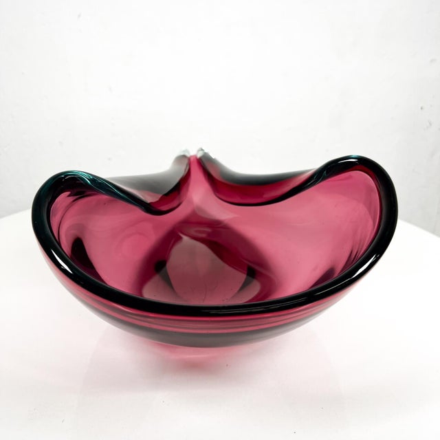 Mid-Century Modern 1960s Murano Sommerso Bowl Art Glass Organic Modernist Design Italy For Sale - Image 3 of 11